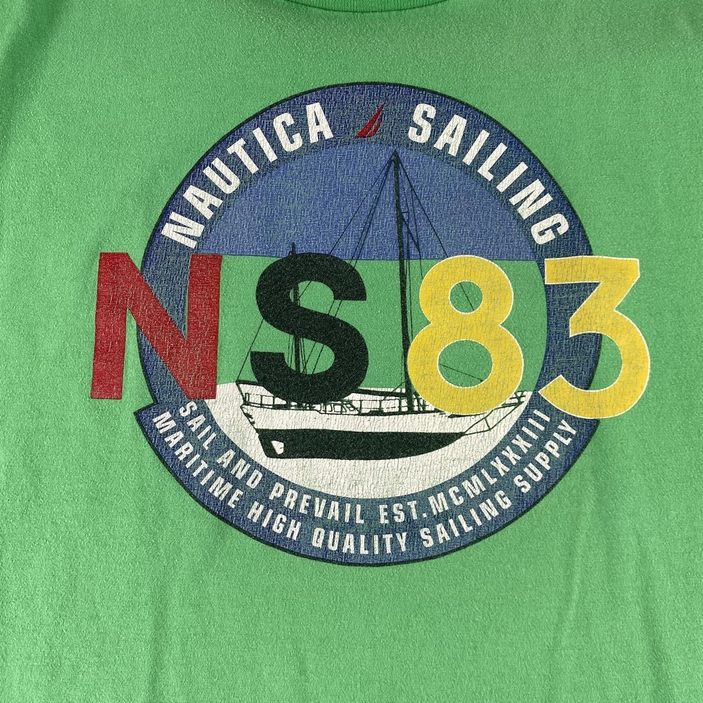 Nautica Shirt Mens 2XL Green NS83 Sailing Graphic Sailboat Tee XXL Nautical